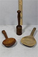 Tiger Oak ladle, Tiger Oak masher & Primitive Oak