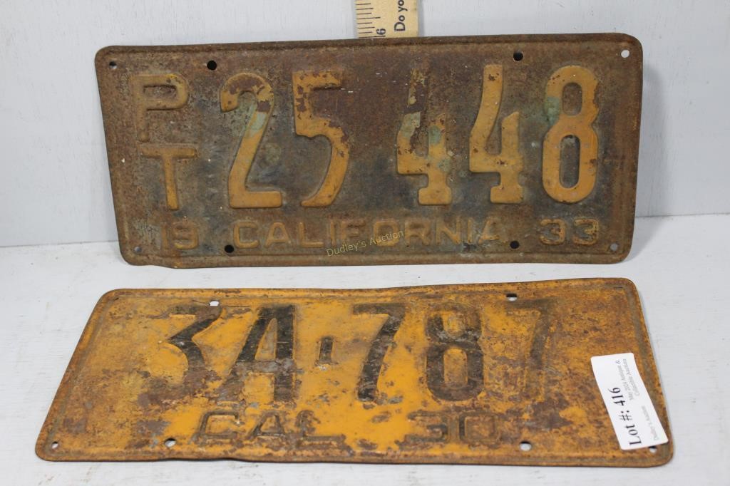 Two 1930s California License Plates