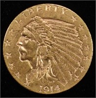 1914-D $2.5 GOLD INDIAN CHOICE BU