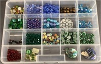 Tray of Misc Beads Tiger Eye Abalone & More