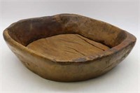Hand Carved Primitive Oak Bowl.
