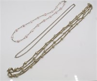 3 SILVER TONE NECKLACES