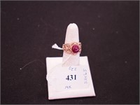 14K yellow gold with cabachon ruby, 7.2 grams
