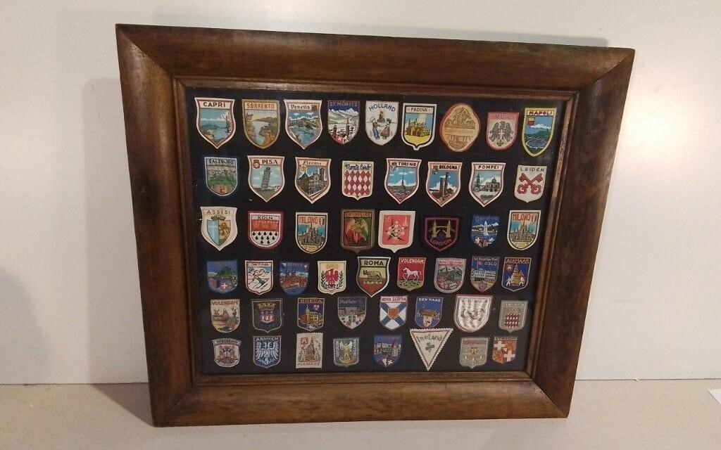 Vintage World Patches In Frame 30x26"
