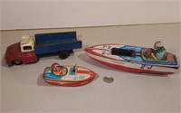 Vintage Tin Litho Boats & Truck