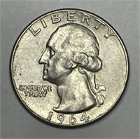 1964 Washington Silver Quarter Type B AU