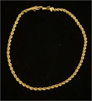 14K yellow gold 7 inch rope bracelet