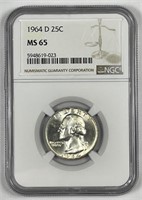 1964-D Washington Silver Quarter NGC MS65