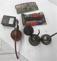 Lot of assorted tools including oil cans and hex