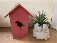 Stone Frog Planter & Bird House
