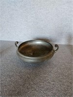 VINTAGE PEWTER LARGE BOWL WITH HANDLES