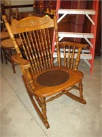 Pressed Back Oak Rocker