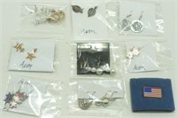 10 Pairs of Avon Earrings & American Flag Pin