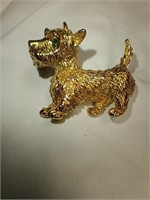 Gold Toned Dog Brooch