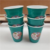 Double Wall Party Cups, Green, 16 oz x 6