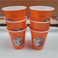 Double Wall Party Cups, Orange, 16 oz x 6