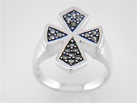 Sterling Silver Marcasite Cross Ring - Size 8