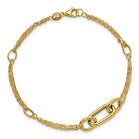 14 Kt- Polished Fancy Two-Strand Link Bracelet