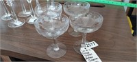 4 GRAPEVINE ETCHED WINE GLASSES