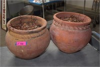 Two Terra Cotta Planters 12" Tall