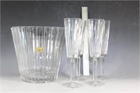 Lead crystal champagne bucket with 4 flutes