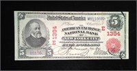 1902 $5 National Note  NYC  Charter 1394 Red Seal