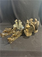 3 SETS OF BOOKENDS" DEER, EAGLES AND GLASS GIRLS