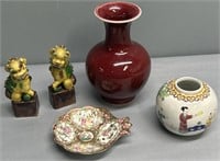 Chinese Porcelain Lot incl Sang de Boeuf Vase