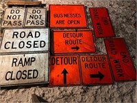 Lot of 11 construction signs wood