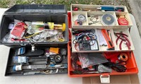 2 Tool Boxes of Electrical Staples, tie straps,
