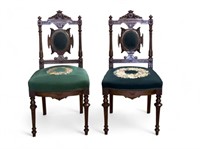 Victorian Chairs (Pair) Needlepoint Seats