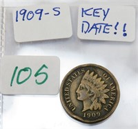 1909-S Indian Head Cent, KEY!