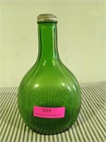 Green glass water bottle 8.5"