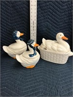 Ceramic Duck Containers Lot of 3