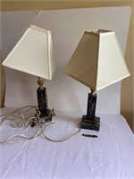Pair Empire Antique Marble Table Lamps