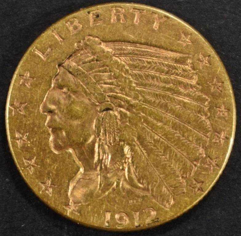 1912 $2.5 GOLD INDIAN AU
