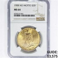 1908 $20 Gold Double Eagle NGC M64