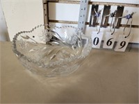 Cut Crystal Butterfly Bowl -  a few chips
