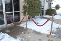 Heavy Brass Stanchion Barrier Set w/ Velvet Ropes