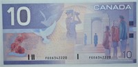 2001 CAD $10 Banknote AU-50