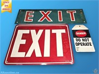 (2) Vintage Exit Signs + Danger Tag