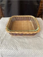 Glass dish with woven holder