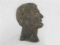 Cast iron Lincoln bust plaque, 7" tall