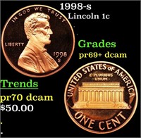 Proof 1998-s Lincoln Cent 1c Grades GEM++ Proof De