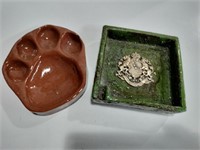 Dog print and pottery ashtray made in Italy