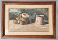 Signed Theodor Holler 1910 Etching/Watercolor