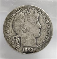 1903 Barber Half Dollar 50 Cents Silver US