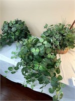 3 Baskets Of Artificial Plants.