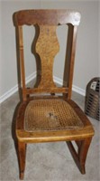 WOOD SEWING ROCKER WITH CANE SEAT-ASIS