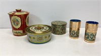 (3) vintage candy tins and (2) Kyongnam mid